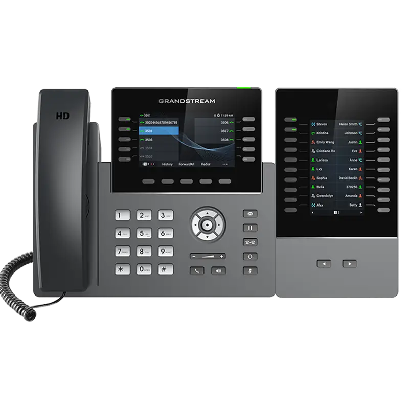 Executive desk phone with sidecar for plastic surgery receptionist call routing